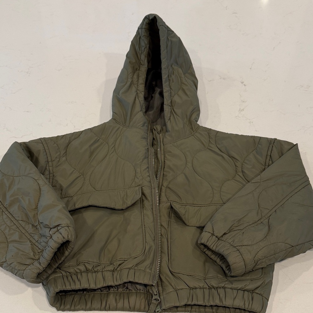 Kids Olive Green Quilted Jacket